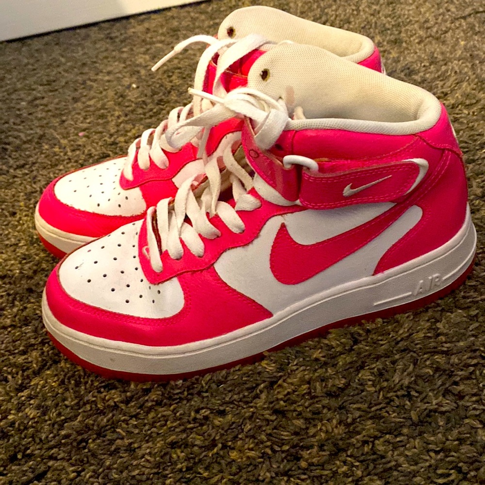 pink and white Air forces